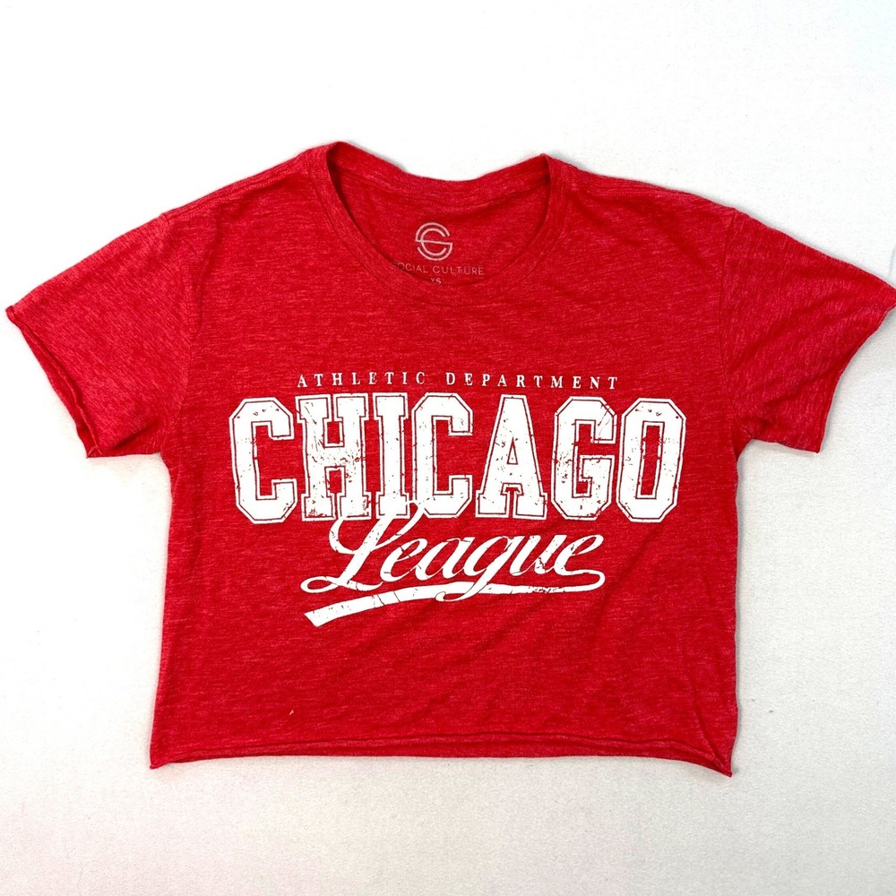 Social Culture Chicago League Athletic Dept Graphic Crop Tee Red XS
